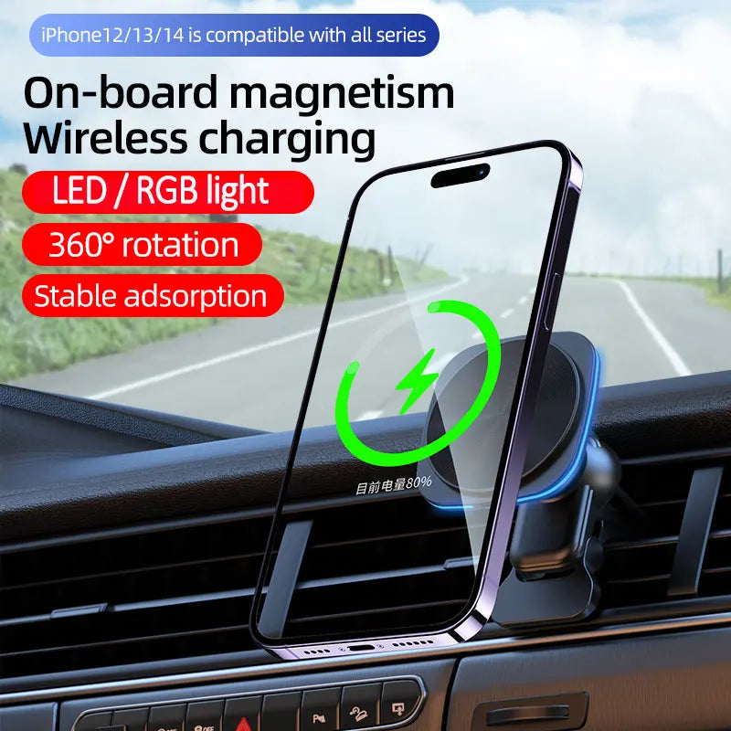 RGB LED Magnetic Car Wireless Charger