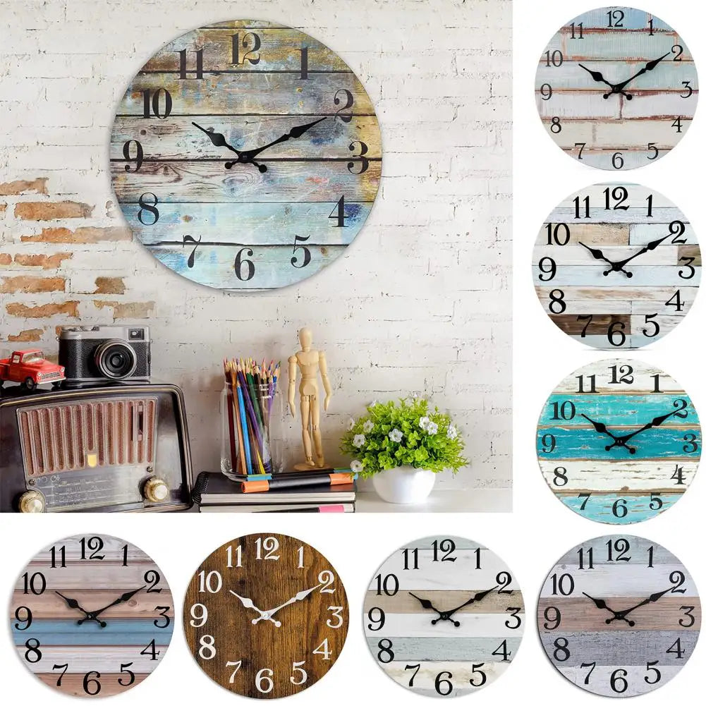 10-Inch Rustic Vintage Wooden Wall Clock