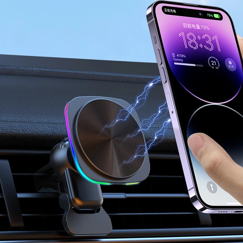 RGB LED Magnetic Car Wireless Charger