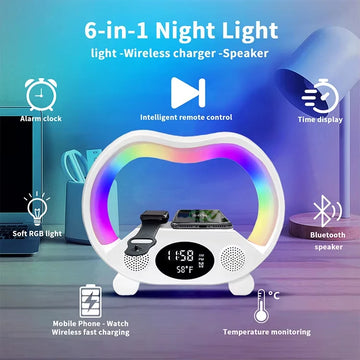 6-in-1 Smart Bluetooth LED Night Light Table Lamp